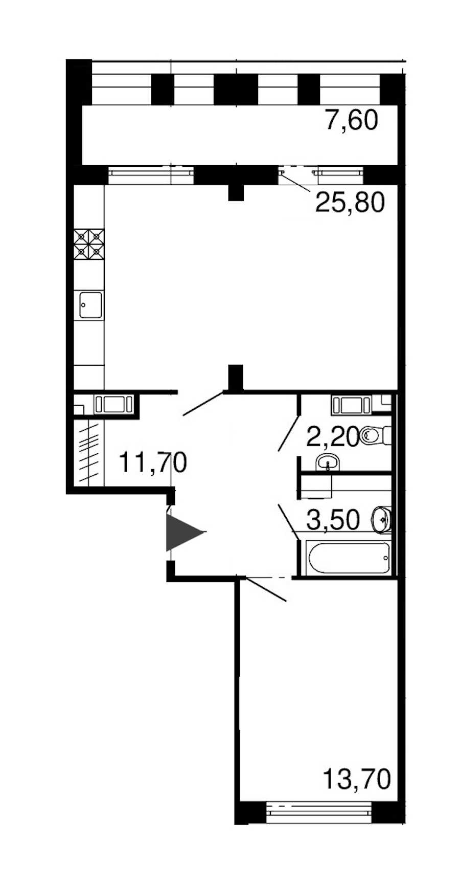 Однокомнатная квартира в : площадь 56.9 м2 , этаж: 9 – купить в Санкт-Петербурге